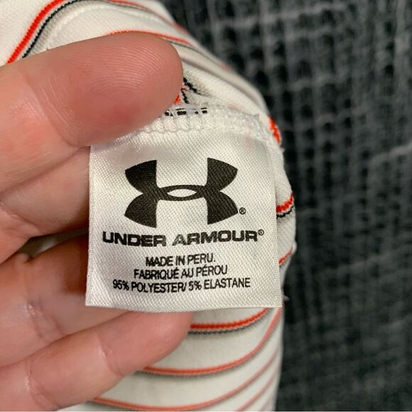 UNDER ARMOUR Men's HeatGear White and Red Stripe Polo Shirt Small #511 - Picture 5 of 9